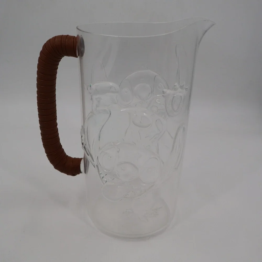 Disney Stitch Acrylic Pitcher Unisex OS Clear Embossed Faux Leather Handle 126oz